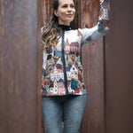 BAIKA női rövid kardigán Tempera – cipzáras, mintás, prémium kötött pamut külsővel