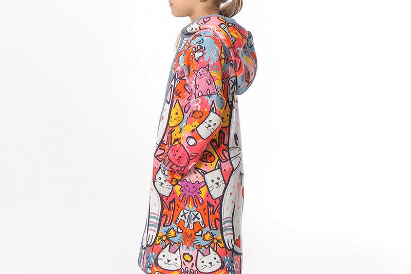 Graffiti Cica - Girls' Long Sleeve Cardigan | BAIKA