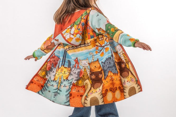 Cats from Amsterdam - Girls' Long Sleeve Cardigan | BAIKA
