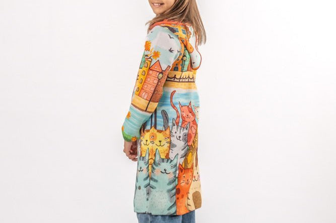 Cats from Amsterdam - Girls' Long Sleeve Cardigan | BAIKA