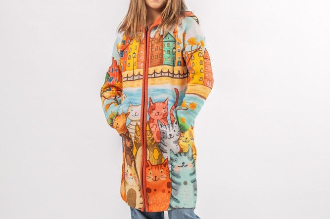 Cats from Amsterdam - Girls' Long Sleeve Cardigan | BAIKA