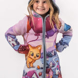 Flying balloon kitty - Girls' Long Sleeve Cardigan | BAIKA
