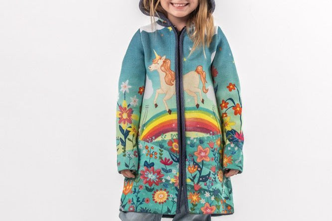 Rainbow Unicorn - Girls' Long Sleeve Cardigan | BAIKA