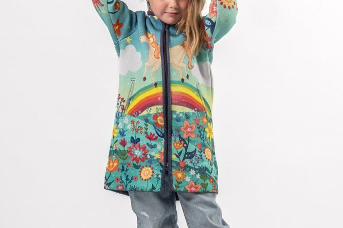 Rainbow Unicorn - Girls' Long Sleeve Cardigan | BAIKA