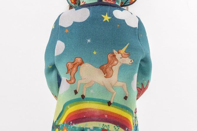 Rainbow Unicorn - Girls' Long Sleeve Cardigan | BAIKA