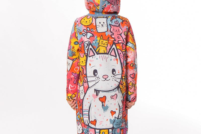 Graffiti Cica - Girls' Long Sleeve Cardigan | BAIKA