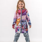 Flying balloon kitty - Girls' Long Sleeve Cardigan | BAIKA