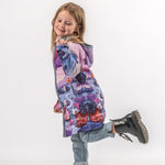 Flying balloon kitty - Girls' Long Sleeve Cardigan | BAIKA