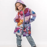 Flying balloon kitty - Girls' Long Sleeve Cardigan | BAIKA